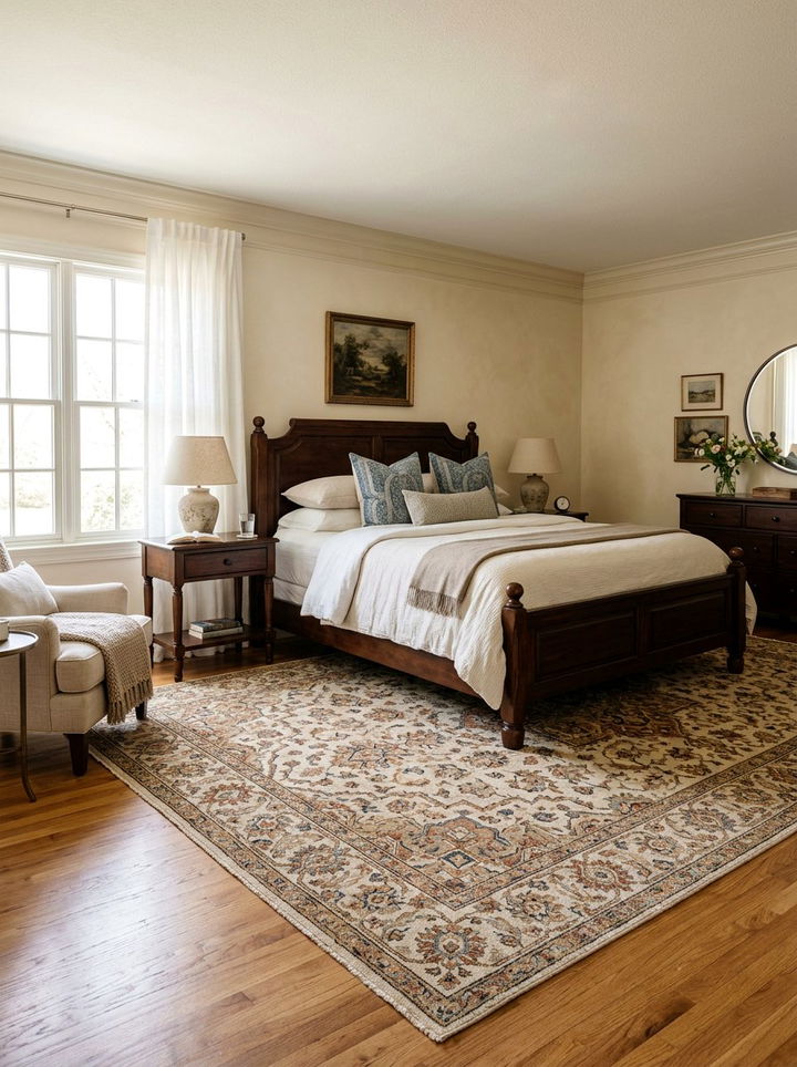Vintage Persian Rug Beige Bedroom - 30 traditional beige bedroom ideas