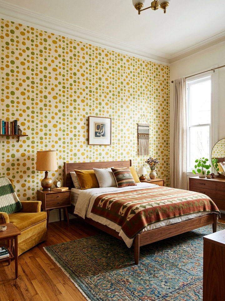 Vintage Polka Dot Wall - 30 bedroom polka dot walls