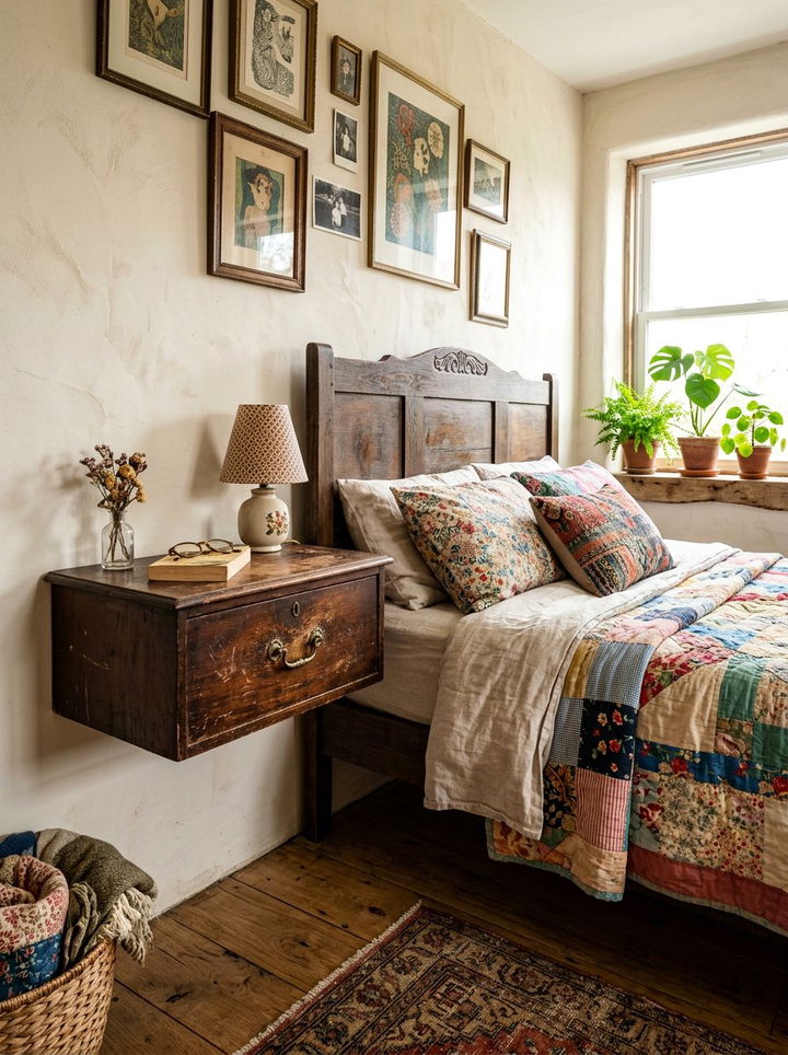 Vintage Repurposed Drawer Nightstand - 30 bedroom wall mounted nightstands