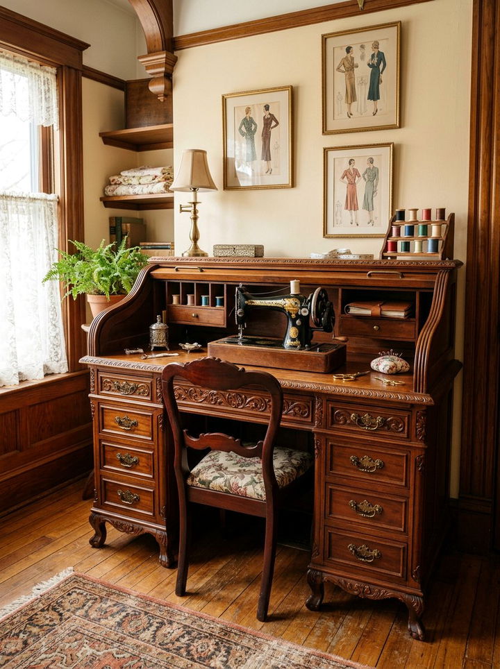 Vintage Sewing Desk - 30 bedroom sewing nook ideas