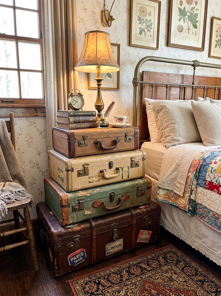 Vintage Storage Suitcases - 30 bedroom storage boxes