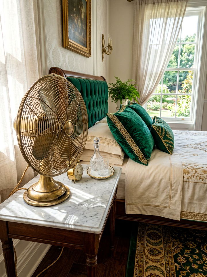 Vintage Style Brass Fan - 30 bedroom desk fans