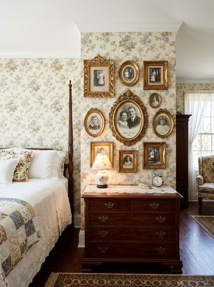 Vintage Style Family Photo Frames Bedroom - 30 bedroom family photo ideas