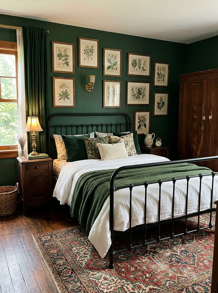 Vintage Style Green Black Bedroom - 30 forest green and black bedroom ideas