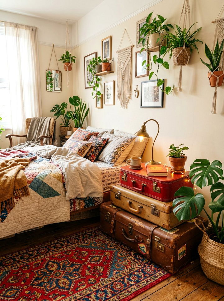 Vintage Suitcase Nightstand - 30 bedroom nightstand ideas