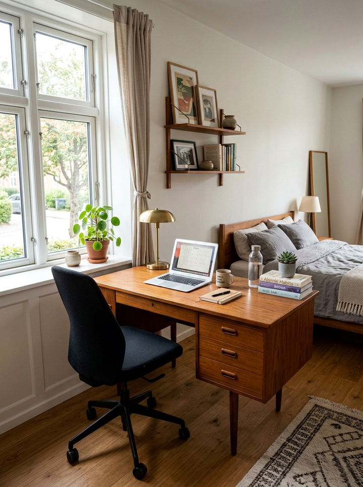 Vintage Teak Desk - 30 bedroom teak furniture ideas