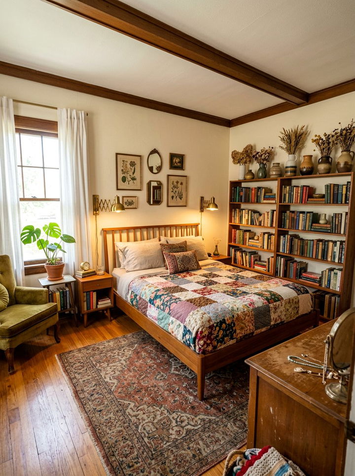 Vintage Thrifted Decor Bedroom - 30 maximalist bedroom ideas