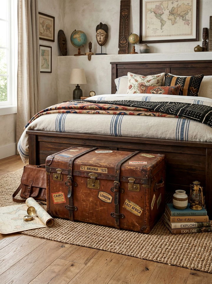 Vintage Traveler Trunk - 30 British colonial bedroom ideas