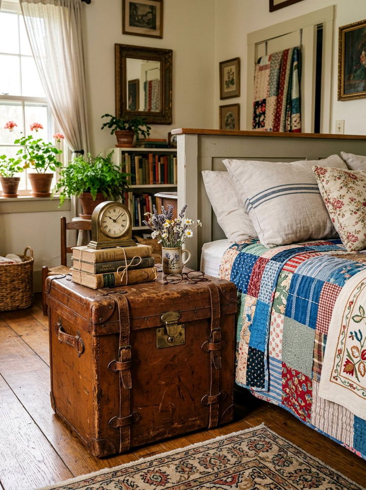 Vintage Trunk Nightstand - 30 bedroom narrow nightstands