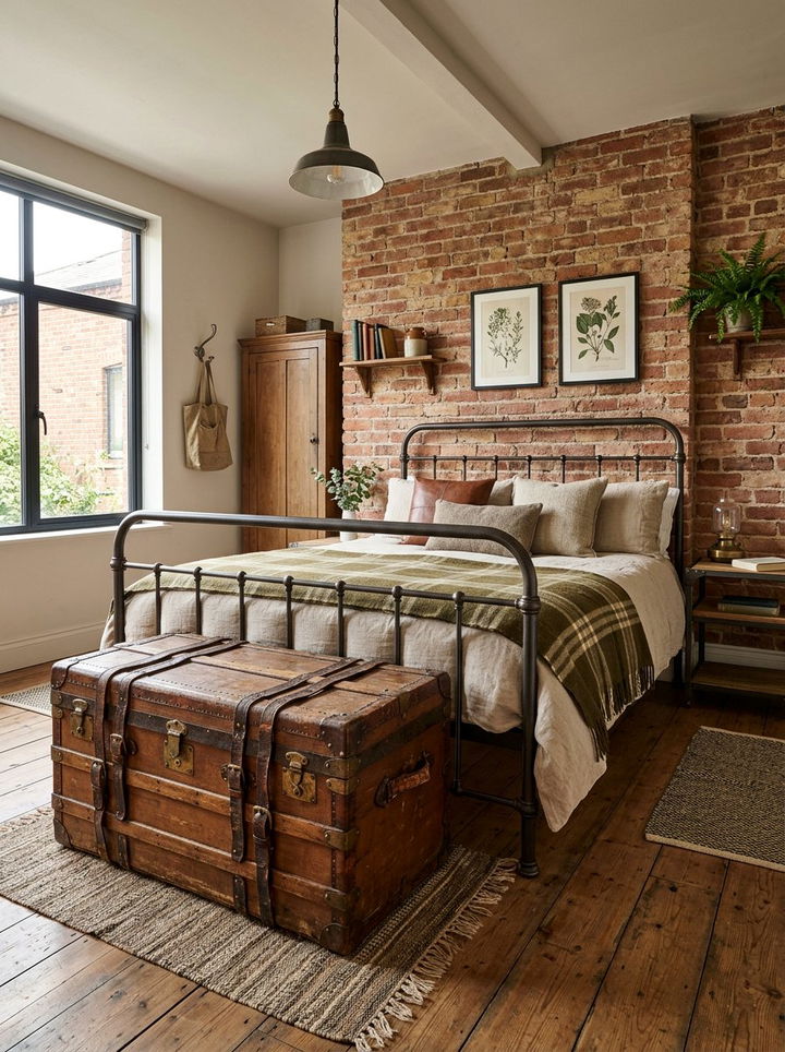 Vintage Trunk Storage - 30 industrial bedroom ideas
