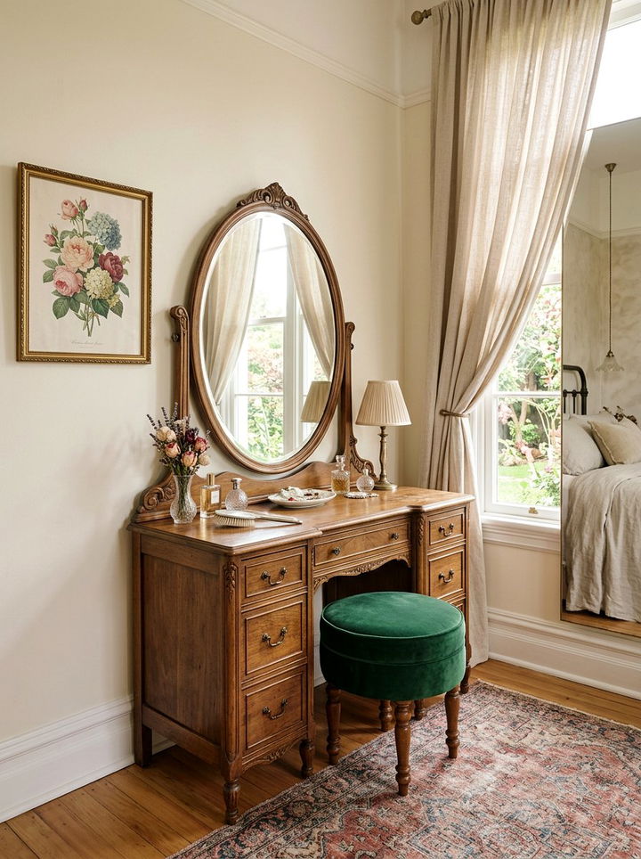 Vintage Vanity - 30 character home bedroom ideas
