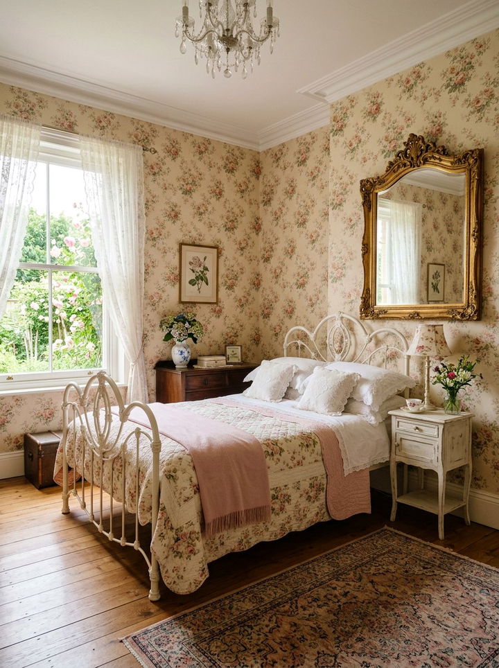 Vintage Victorian Floral Wallpaper - 30 bedroom peel and stick wallpapers