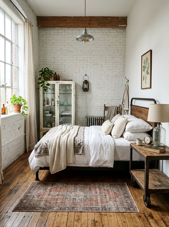 Vintage White Industrial Bedroom - 30 industrial white bedroom ideas