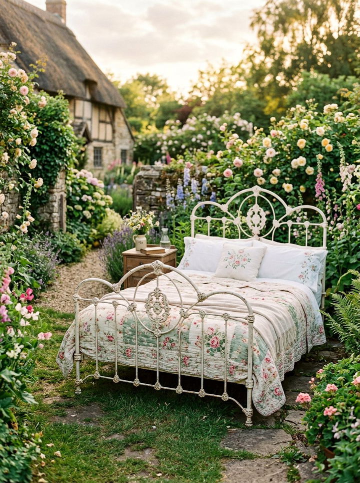 Vintage White Iron Bed - 30 bedroom metal headboards