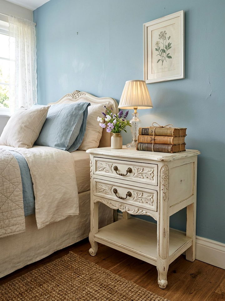 Vintage White Nightstand - 30 bedroom white furniture ideas