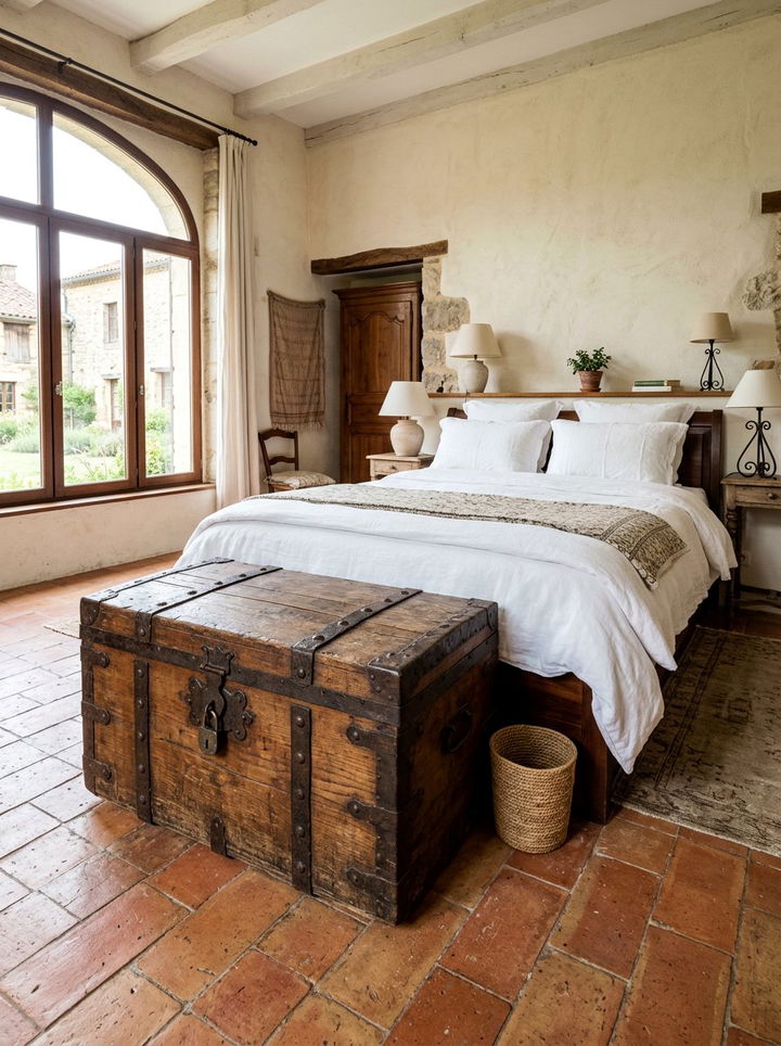 Vintage Wood Trunk - 30 Spanish bedroom ideas