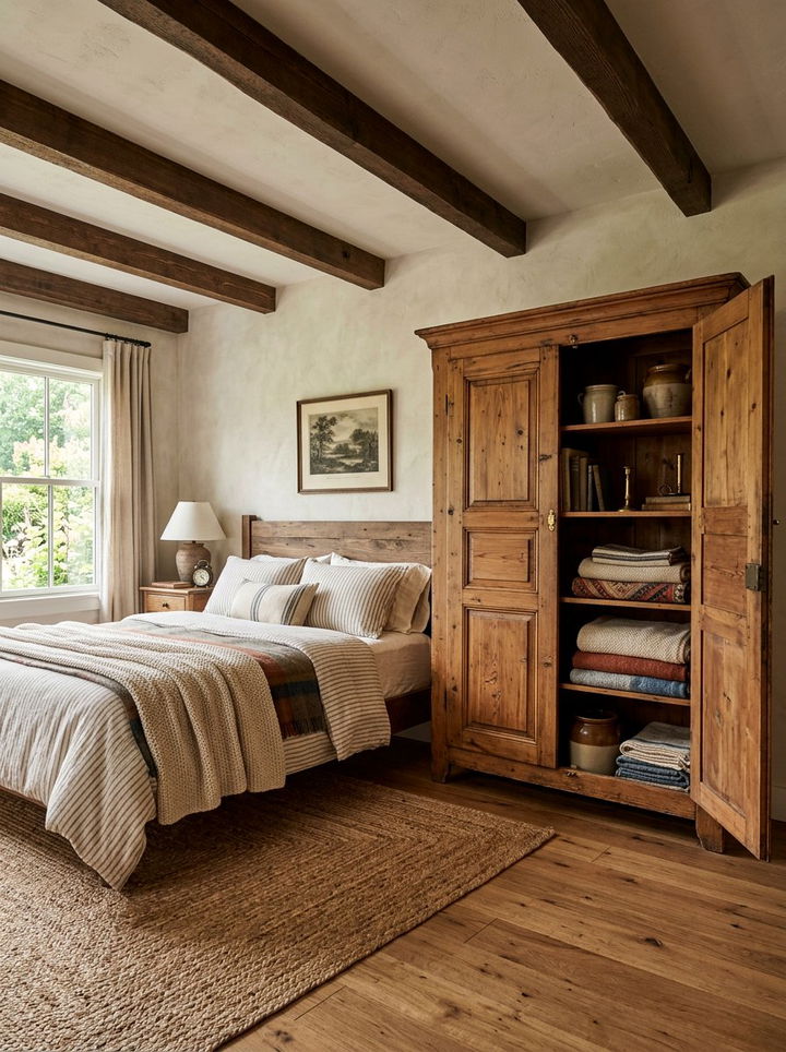 Vintage Wooden Armoire - 30 bedroom collection display ideas