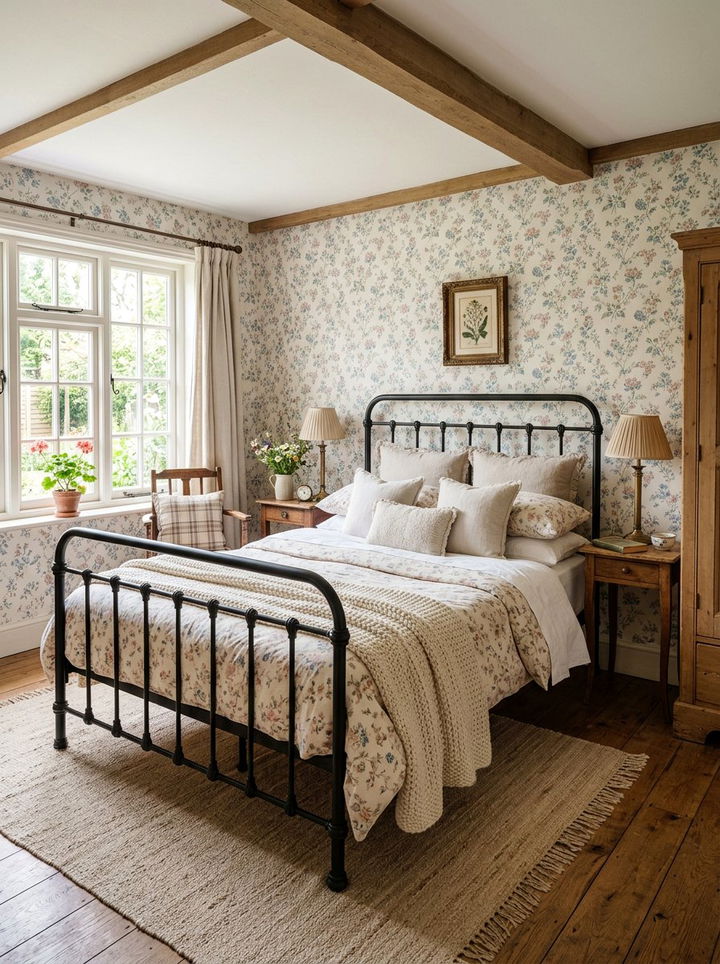 Vintage black iron bed frame bedroom - 30 bedroom black furniture ideas