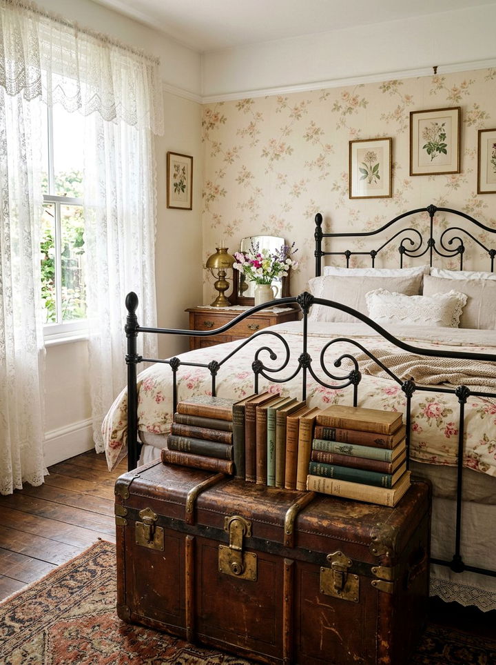 Vintage book trunk - 30 bedroom book displays