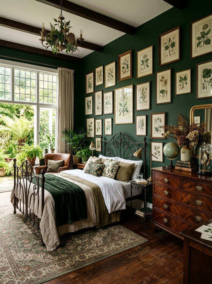 Vintage botanical bedroom - 30 botanical green bedroom ideas