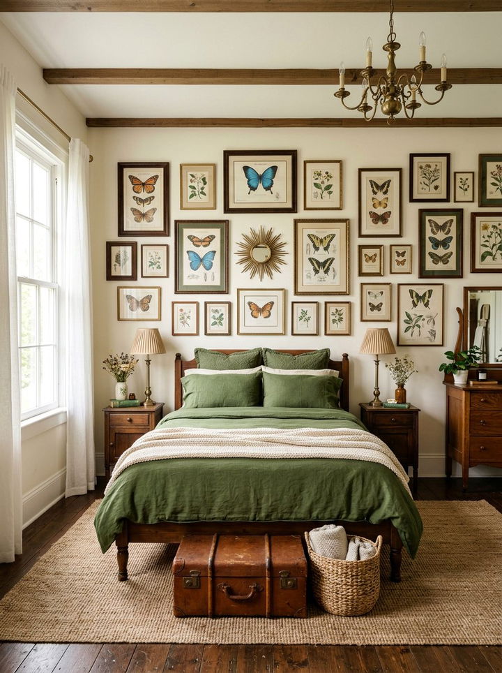 Vintage butterfly botanical bedroom - 30 butterfly bedroom ideas