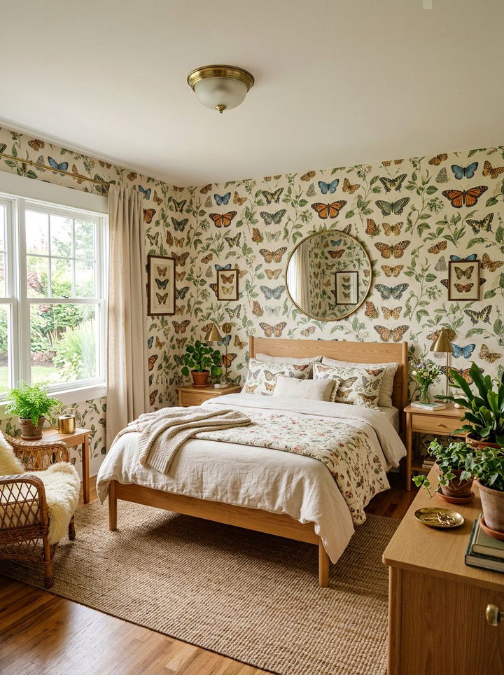 Vintage butterfly wallpaper - 30 bedroom vintage wallpapers