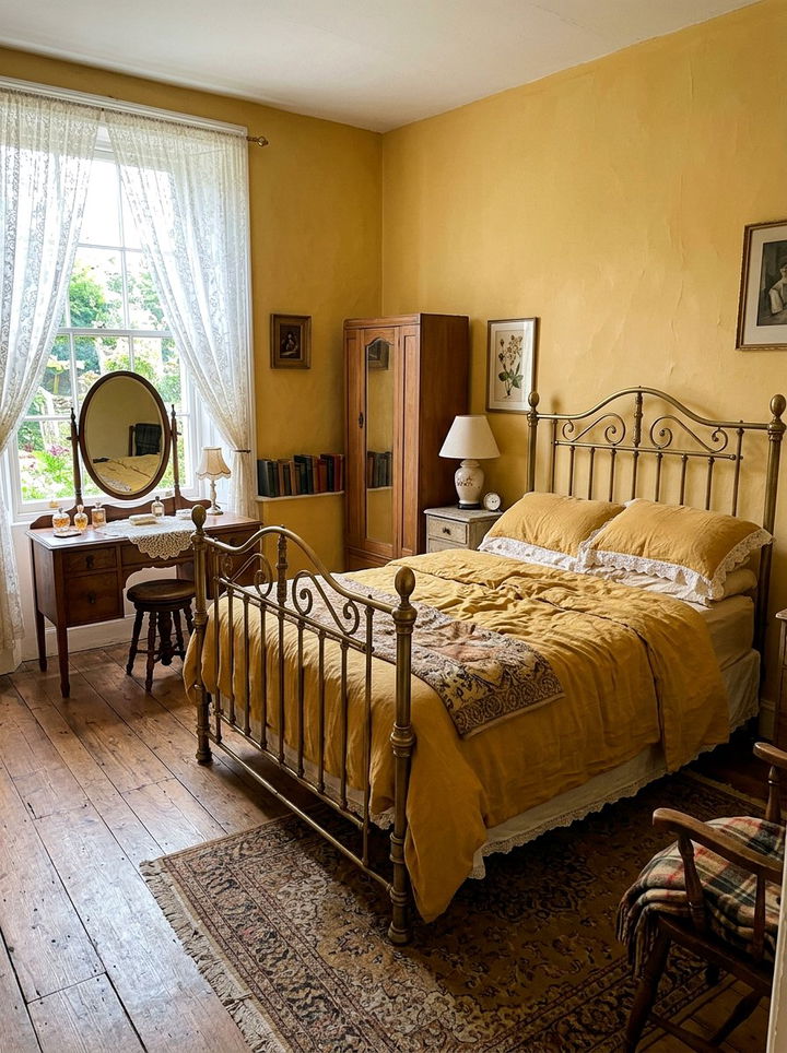 Vintage golden yellow bedroom - 30 golden yellow bedroom ideas