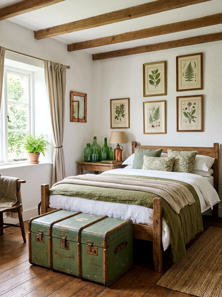 Vintage green bedroom decor - 30 farmhouse green bedroom ideas