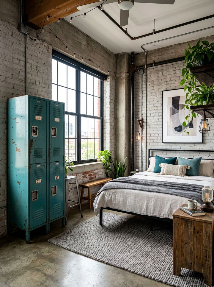 Vintage industrial teal bedroom - 30 industrial teal bedroom ideas