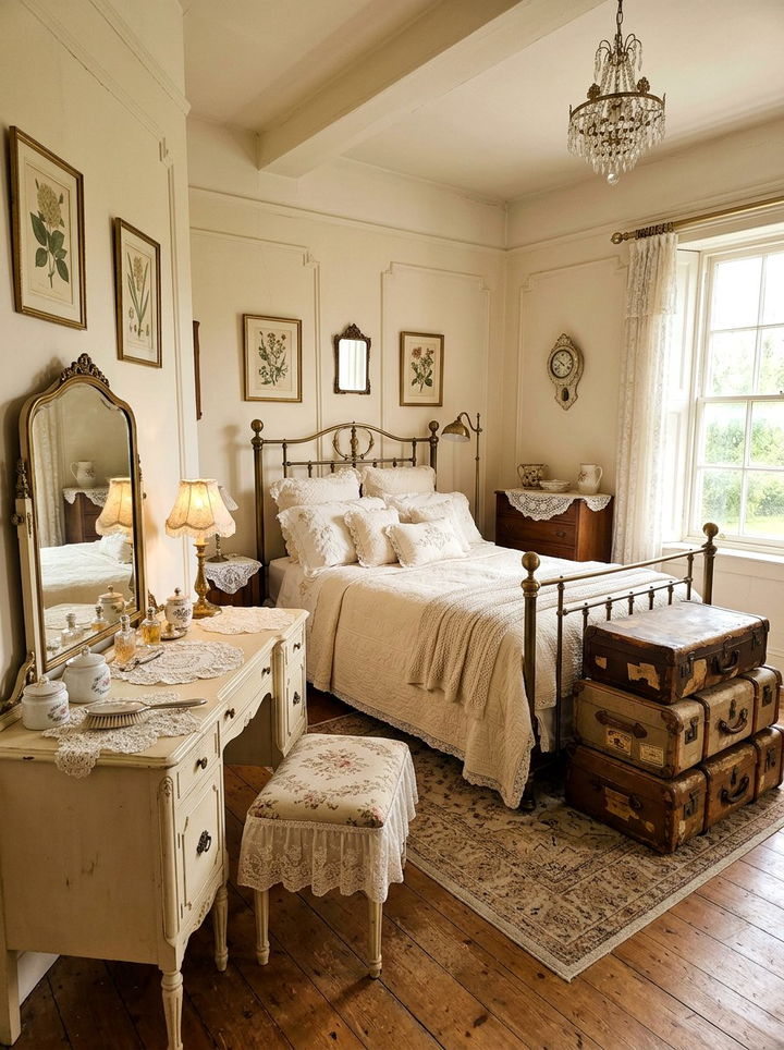 Vintage ivory bedroom - 30 off-white bedroom ideas