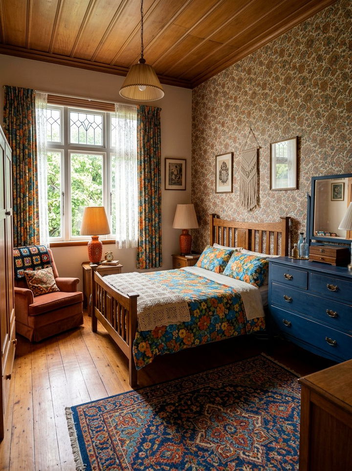 Vintage navy and orange bedroom style - 30 burnt orange and navy bedroom ideas