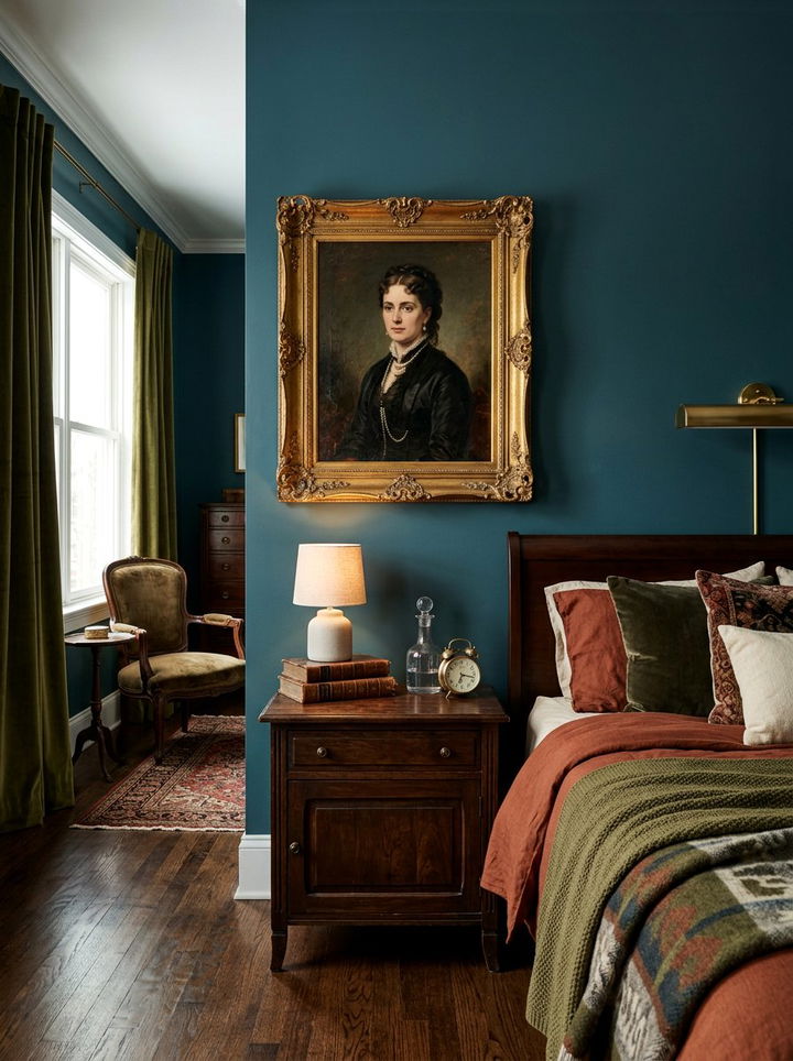 Vintage oil portraits - 30 grandmillennial bedroom ideas