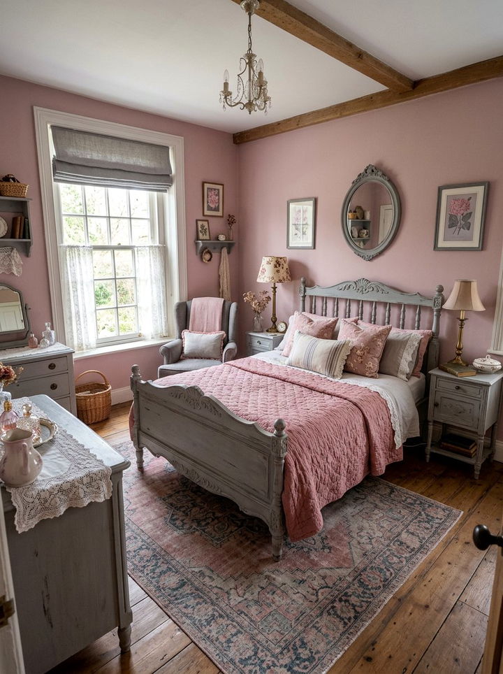 Vintage pink and gray bedroom - 30 pink and gray bedroom ideas