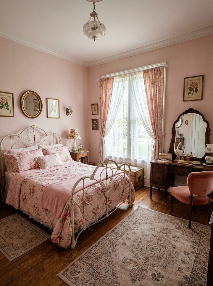 Vintage pink bedroom - 30 pale pink bedroom ideas