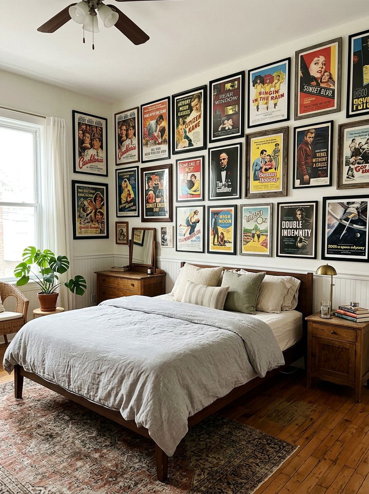 Vintage poster bedroom - 30 retro bedroom ideas