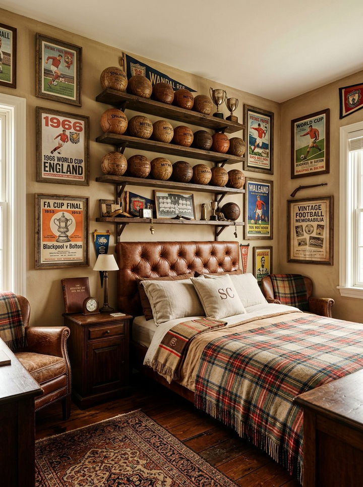 Vintage soccer decor - 30 soccer bedroom ideas