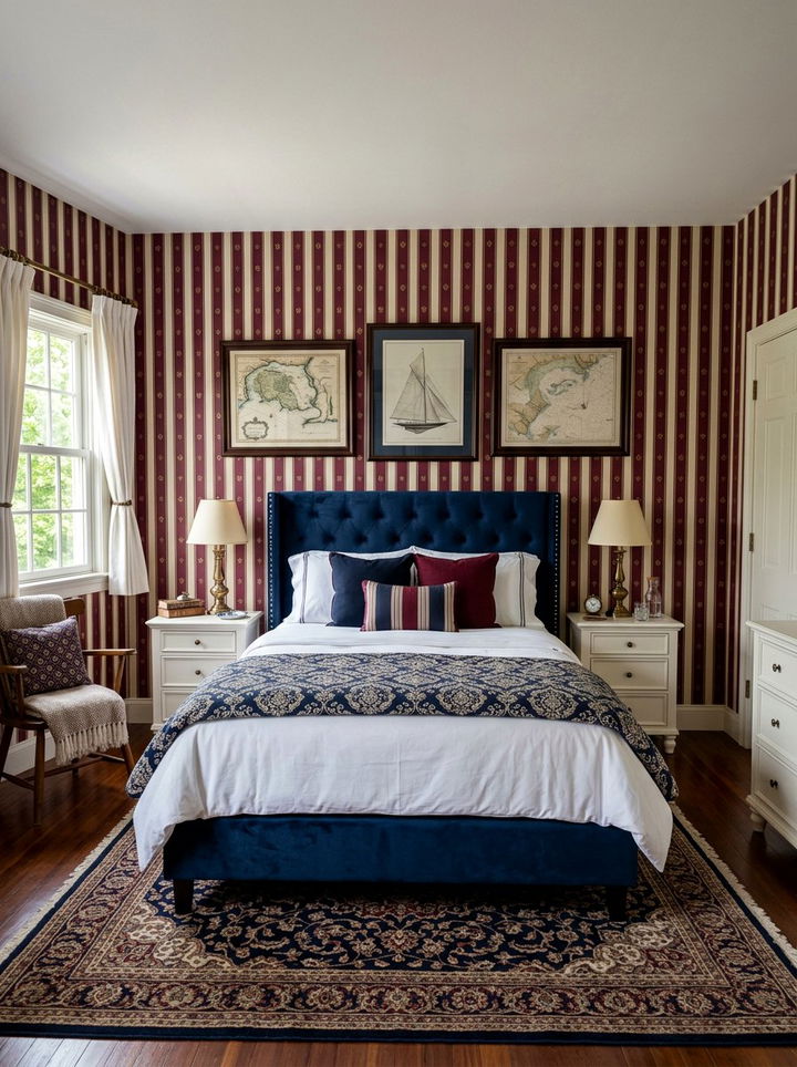 Vintage stripe wallpaper - 30 bedroom vintage wallpapers