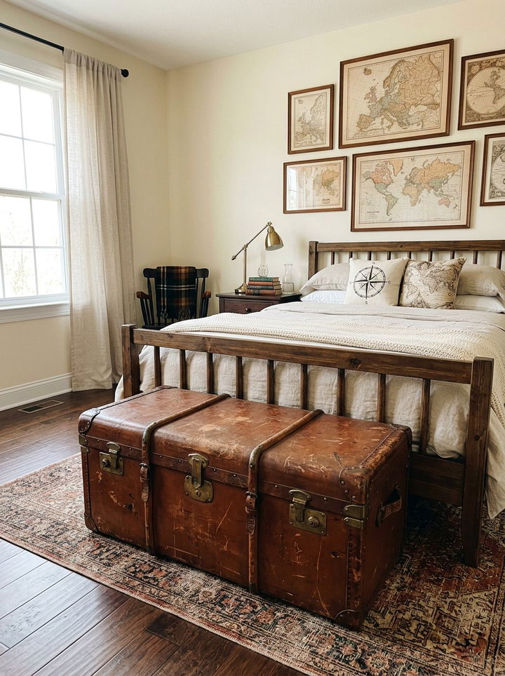 Vintage trunk ottoman bench - 30 bedroom ottomans