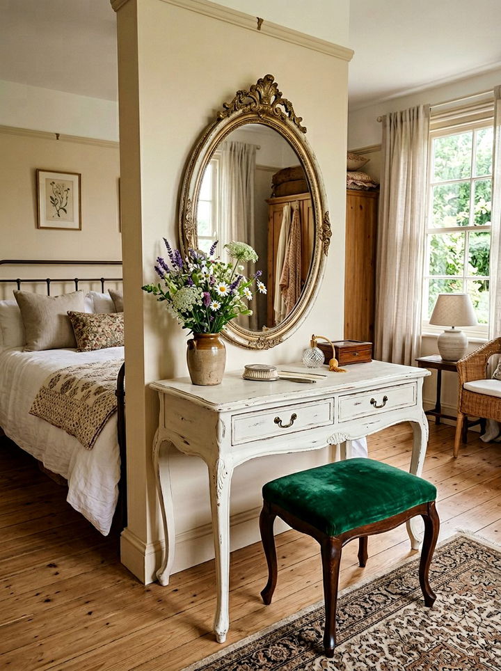 Vintage vanity table - 30 cottage core bedroom ideas