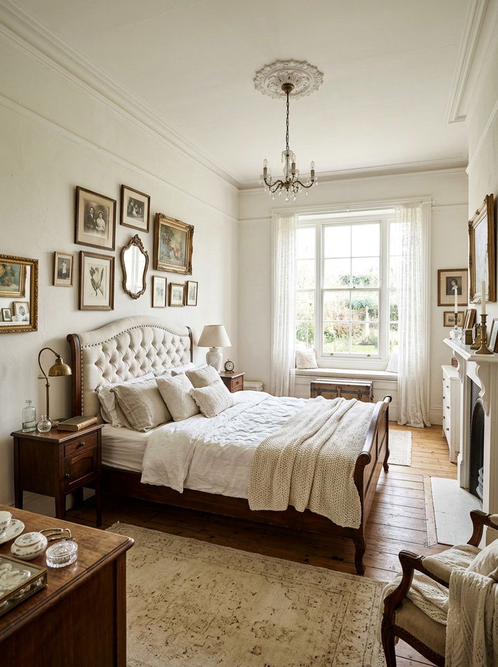 Vintage white bedroom - 30 cottagecore bedroom color ideas