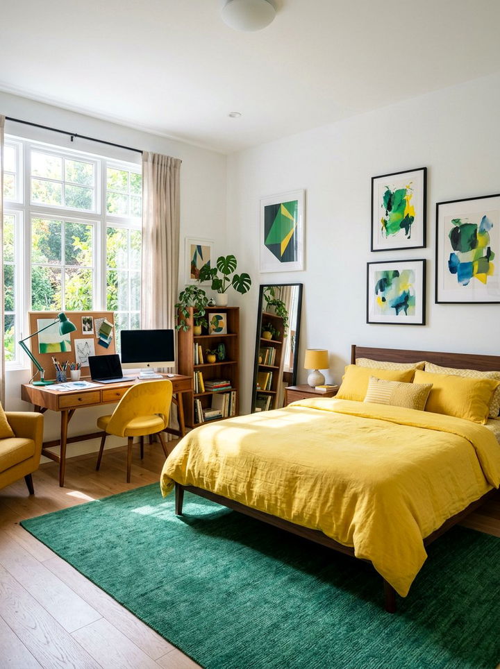 Viridian Green And Sunshine Yellow Bedroom - 30 yellow green bedroom ideas