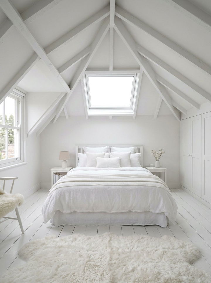 WHITE ATTIC BEDROOM - 30 attic bedroom ideas