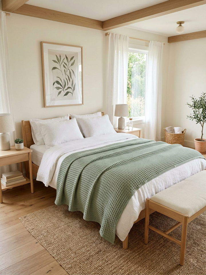 Waffle Weave Blanket - 30 layered texture bedroom ideas