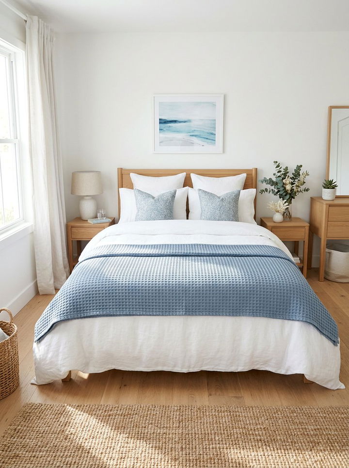 Waffle Weave Blanket - 30 bedroom texture layering ideas