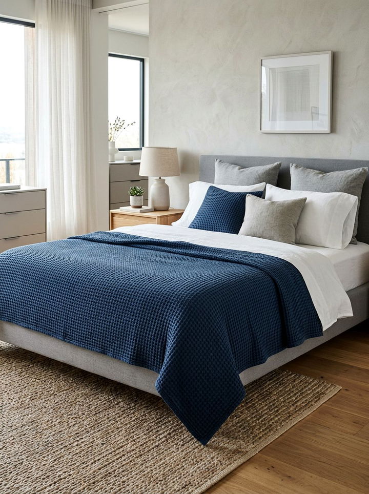 Waffle weave linen blanket - 30 bedroom linen bedding ideas