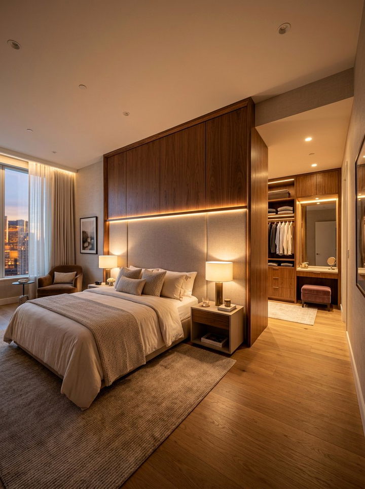 Walk In Closet Behind Bed Headboard - 30 bedroom furniture arrangement