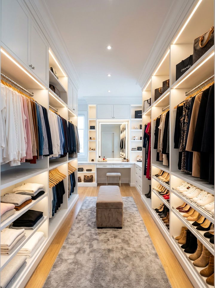 Walk In Closet LED - 30 bedroom LED lighting ideas