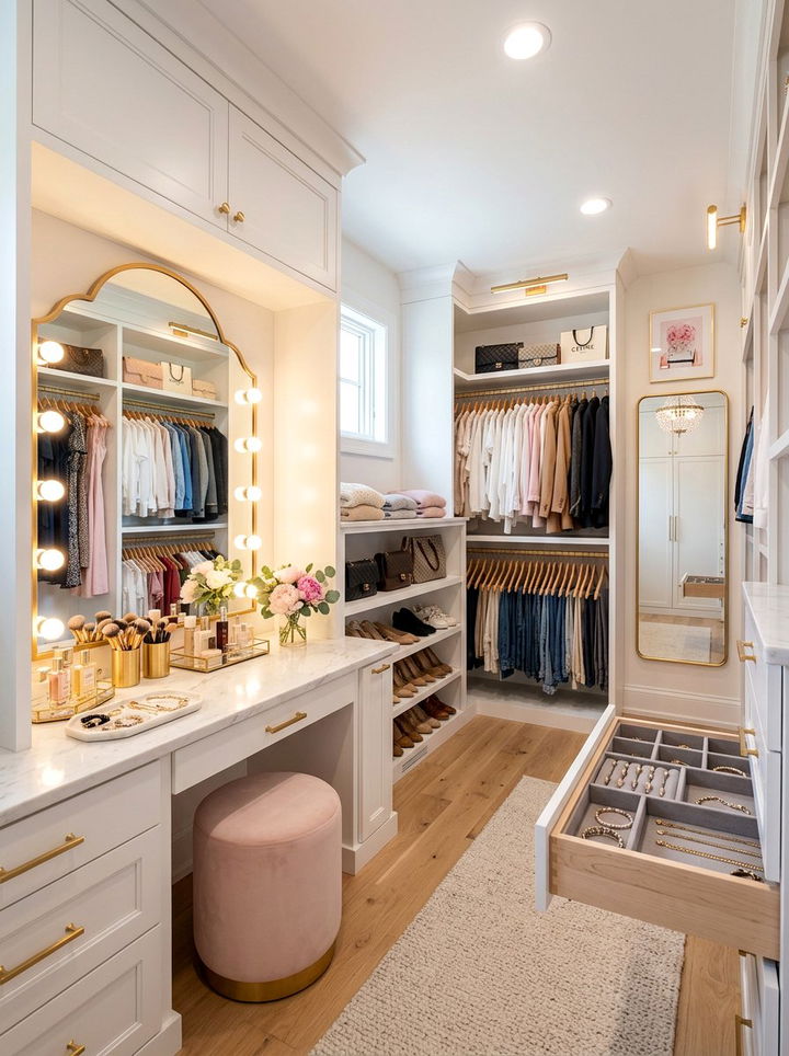 Walk In Closet With Vanity - 30 bedroom walk-in closets