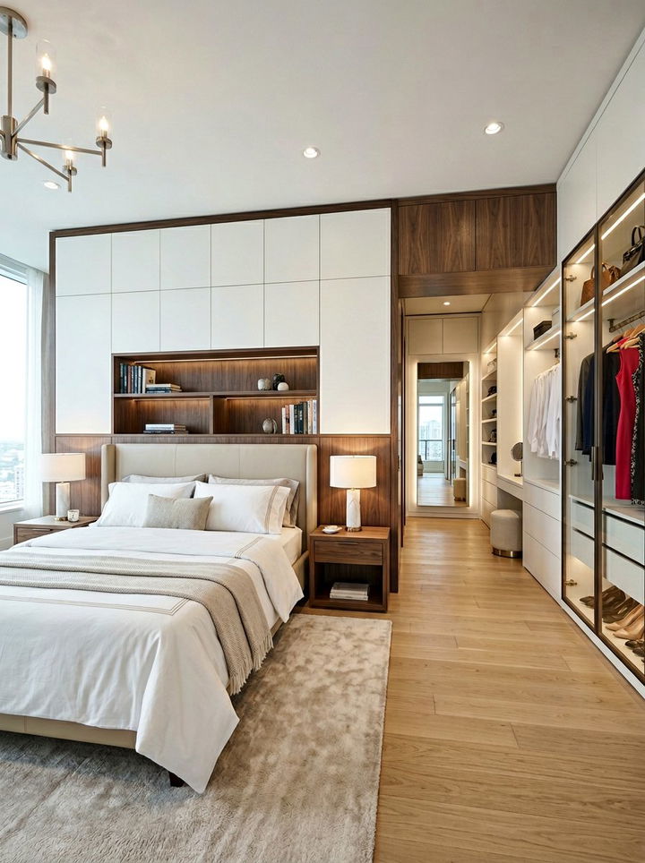 Walk in wall closet - 30 bedroom built-in cabinets