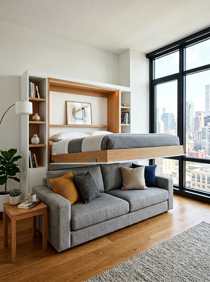 Wall Bed With Sofa - 30 bedroom extendable furniture ideas